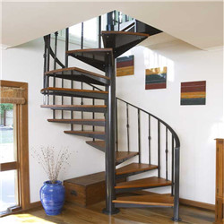 Decorative Indoor Wooden Step Wrought Iron Spiral Staircase 