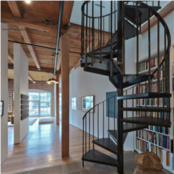 Modern Center Stringer Wrought Iron Interior Stairs Design Spiral Staircase For Indoor Tight Spaces 
