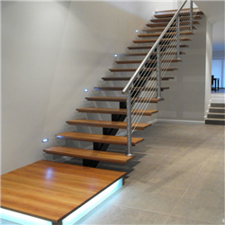 Straight Mild Steel Glass Modern Floating Staircase/Prefab Steel Glass Stair indoor 