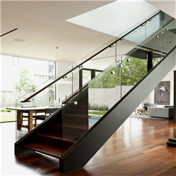 Customized straight staircase u channel tempered glass railing