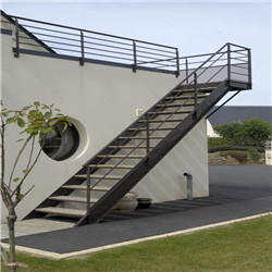 Metal Railings Stairs Outdoor Timber Straight Staircases Design 