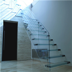  Floating Stair with 12+12+12 Laminated frosted glass tread