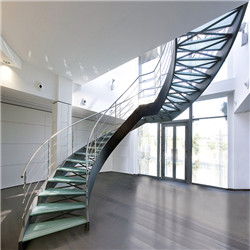 Circular decking kit steel staircase glass glass  curved staircase outdoor