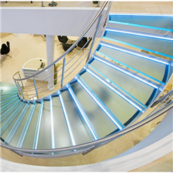 Contemporary banisters steel glass staircase railing prefab curved stairs outdoor