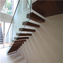 Invisible steel stringer with landing floating stairs staircase