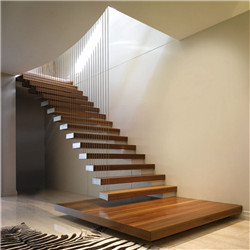 Customized flooring home used nature wood steps floating iron staircase 