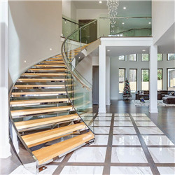 Modern banister steel staircase in chennai prefab wood curved staircase