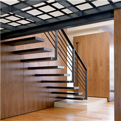 L-shaped floating staircase prices with stainless steel railing and wood pedal