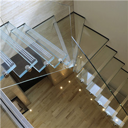 Modern floating wood steel glass railing staircase kit