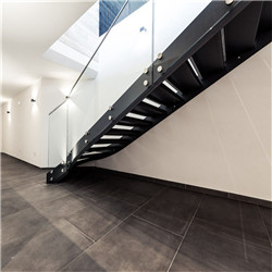 Modern straight stair with hardwood staircase led strip