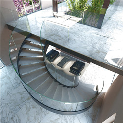 Interior /Exterior stainless steel curved staircase with stainless steel /stone/glass Treads