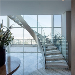 Modern Design Indoor curved staircase with glass railing Designs