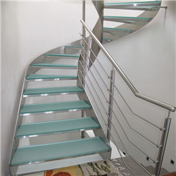 Modern Design Interior curved glass staircase with Tempered glass railing