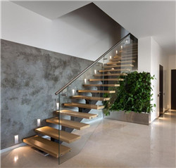 Modern Stainless Steel Centre Beam Straight Staircase with Glass Balustrade