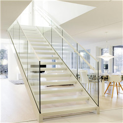 Straight  Stairs Glass Tread LED Indoor Glass Staircase