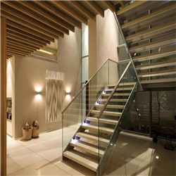 Customized Steel Laminated Glass railing Straight Staircase