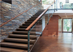 Indoor Straight Wood Floating Glass Stair Stainless Steel Staircase