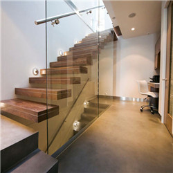 Stainless Steel Handrail Tempered Glass Wood Floating Staircase