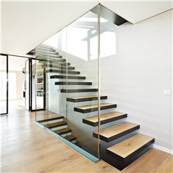 Indoor Floating Brushed Steel Staircase with Metal Grate