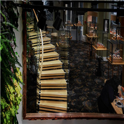 Wood Steps for Open Staircase Curved Glass Staircase Retractable Automatic Indoor Staircase PR-RCW09