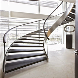 Wood Step and Glass Balustrade in Good Price Curved Staircase PR-RCW22