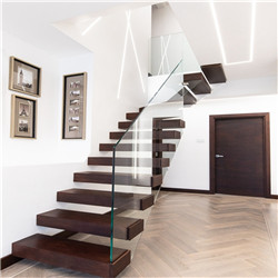 Red Oak Wood Tread Stairs Floating Staircase