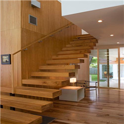 High Quality Red Oak Wood Tread Stairs Floating Staircase