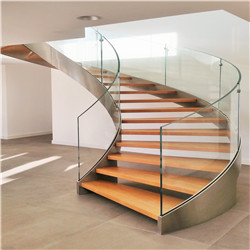 Modern Carbon Steel Solid Wood Curved Staircase Steel Structure Staircase Design