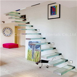 Hot selling indoor  build  frameless glass railing floating staircase 