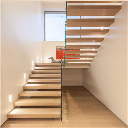 Prima industry indoor wood handrail floating staircase 