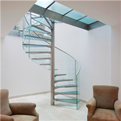 One Stop Solution Customized Modern Design Stainless Steel Tempered Glass Spiral Staircase 
