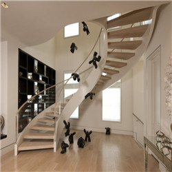 Art Stair Design Wooden Tread Customized Railing Curved Staircase