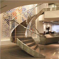 Modern House Curved Glass Staircases with Bent Glass Railing/Glass Spiral Staircase