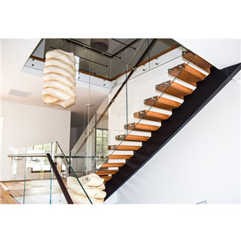 Modern Glass Railing Led Light Wood Staircase Custom Design