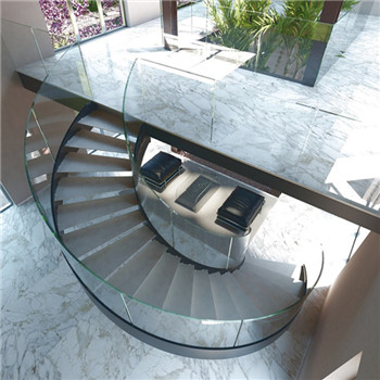 Beautiful Design Marble Tread Glass Balustrade Helical Staircase