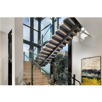 Foshan Factory Indoor Metal Stairs Luxury Customized Closed Riser Straight Staircase