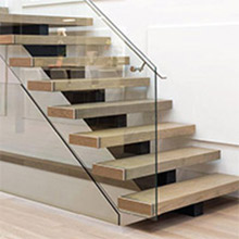 Modern Interior use standoff glass railing mono beam straight staircase style PR-L98