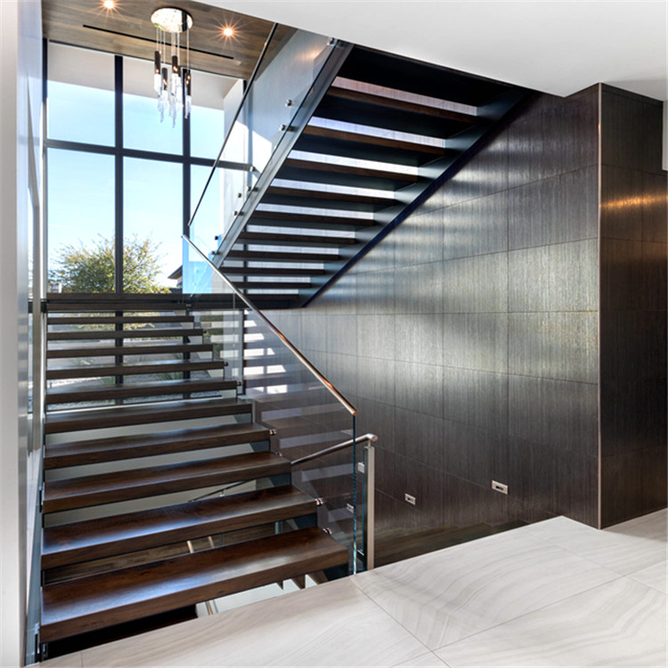 Modern Single stringer L-shaped Steel-wood Staircase PR-T16 - 副本