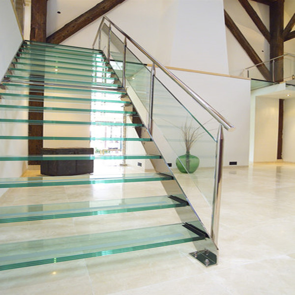 Safety Glass Rails Steel Stringer Stairs With Glass Step PR-L142 - 副本