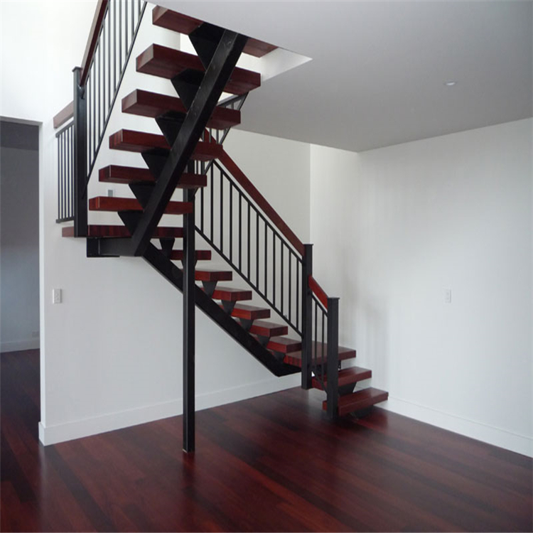Modern straight staircase design mono stringer used steel wood staircase PR-T075