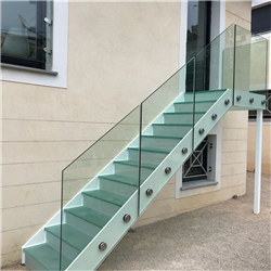 Prefabricated stainless steel wood glass staircases stringer with build floating glass staircase PR-T101