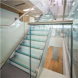 Indoor modern design stainless steel straight staircase residential steel glass stairs PR-T102