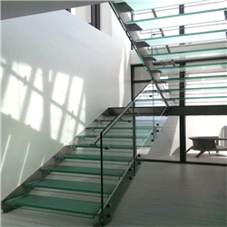 Carbon steel straight glass staircase stainless steel glass straight staircase PR-T95