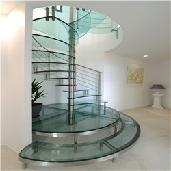 Indoor Custom Stainless Steel Glass Spiral Staircase