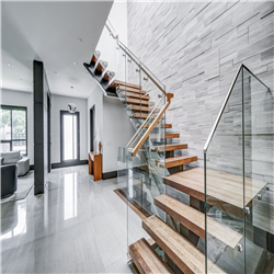 Indoor steel staircase design modern design solid wooden straight staircase PR-T218