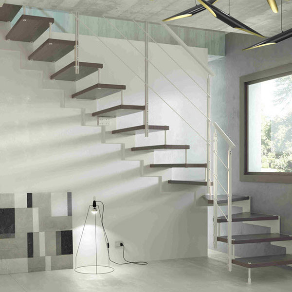 Residental mono Stringer Customized  metal  Railing  l shape Straight Staircase PR-L108