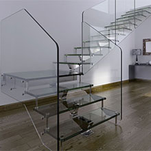 Indoor prefabricated glass stairs / glass staircase prices PR-L149