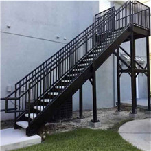 Industrail exterior iron steel straight staircase with landing platform
