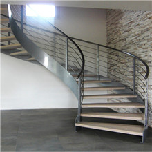 Single Side Stainless Steel Bar Balustrade For Wooden Curved Staircase PR-C15