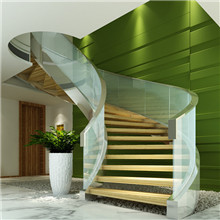 Popular Stainless Steel Glass Railing Design Indoor Curved Stair PR-C38
